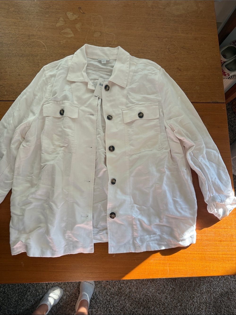 J. Jill White Lightweight Men's Shirt Jacket with Button Front
